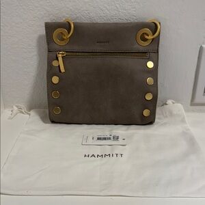 Hammitt Tony small Pewter Clutch with Gold Hardware Purse Bag #hammitt